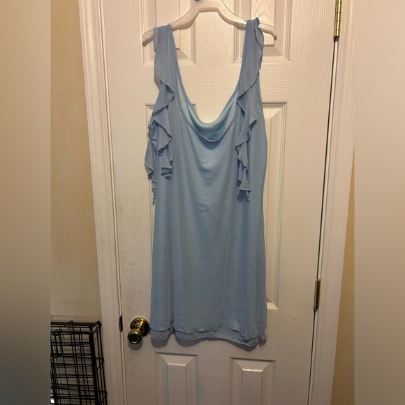 Ekaliy Women👱🏽‍♀️Blue Bodycon Sleeveless Mesh Sexy Club Mini Dress👗Sz 2XL - Picture 5 of 10